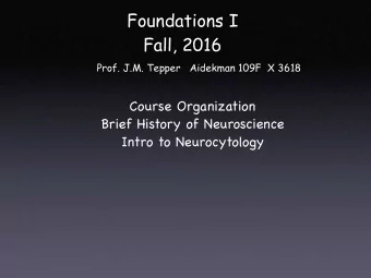 Foundations I  Fall, 2016  Prof. J.M. Tepper   Aidekman 109F  X 3618 Course Organization Brief
