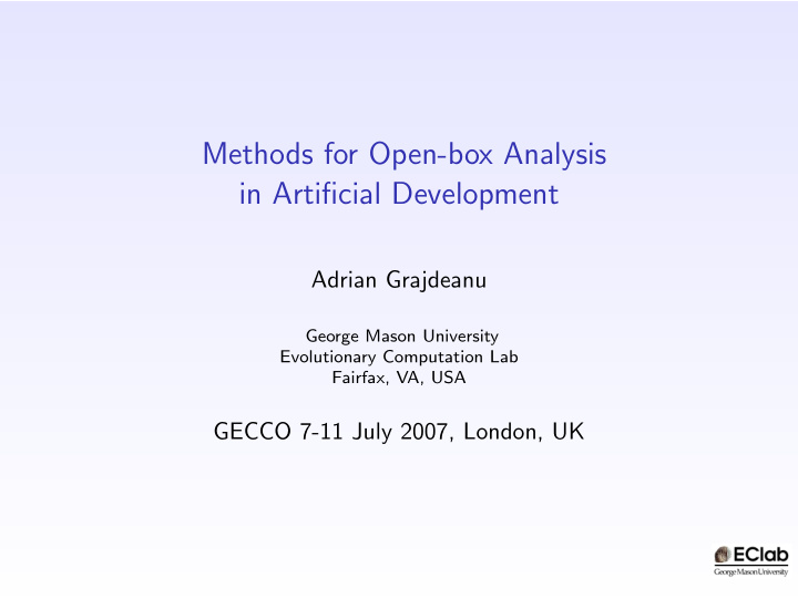 methods for open box analysis in artificial development