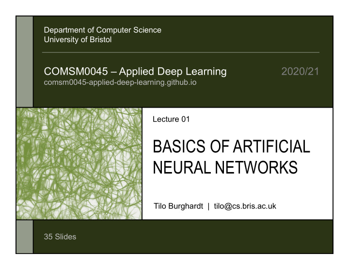 basics of artificial neural networks
