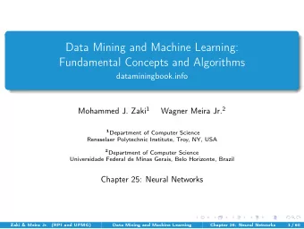 Data Mining and Machine Learning:  Fundamental Concepts and Algorithms  dataminingbook.info