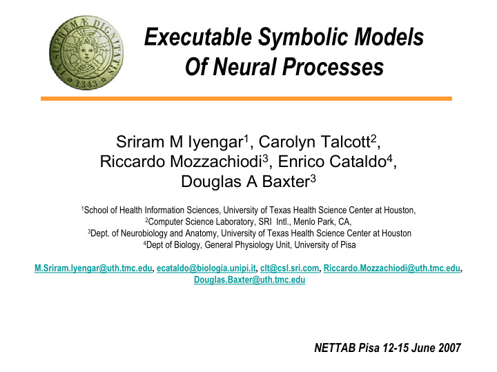 executable symbolic models of neural processes
