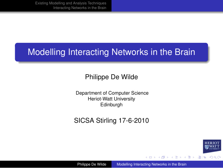 modelling interacting networks in the brain
