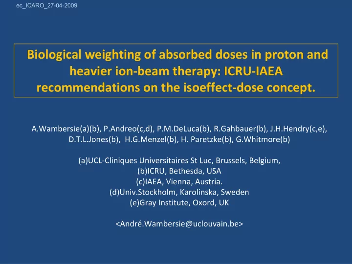 ec icaro 27 04 2009 biological weighting of absorbed