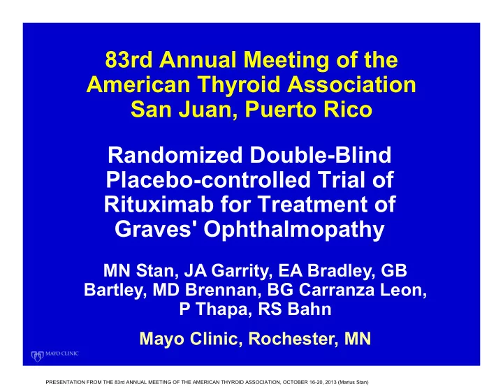 83rd annual meeting of the american thyroid association