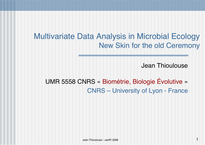 multivariate data analysis in microbial ecology