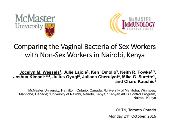 comparing the vaginal bacteria of sex workers with non