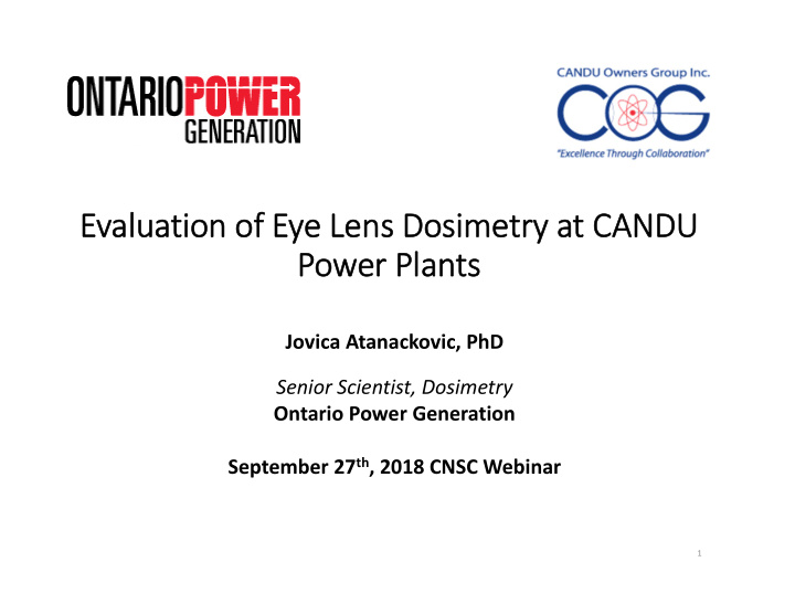 evaluation of eye lens dosimetry at candu power plants