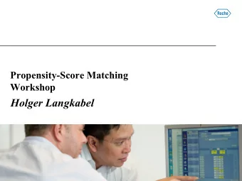 Holger Langkabel  Introduction: Confounding in Non-Randomized Settings  Assessing Balance  The