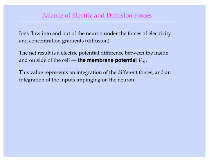 balance of electric and diffusion forces