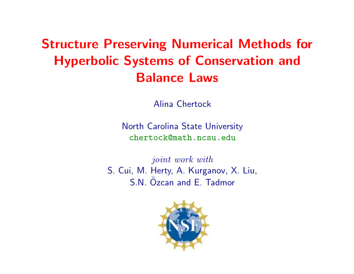 structure preserving numerical methods for hyperbolic