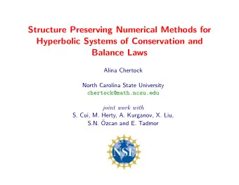 Structure Preserving Numerical Methods for  Hyperbolic Systems of Conservation and  Balance Laws