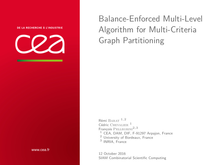 balance enforced multi level algorithm for multi criteria