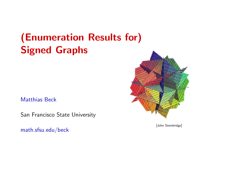 enumeration results for signed graphs