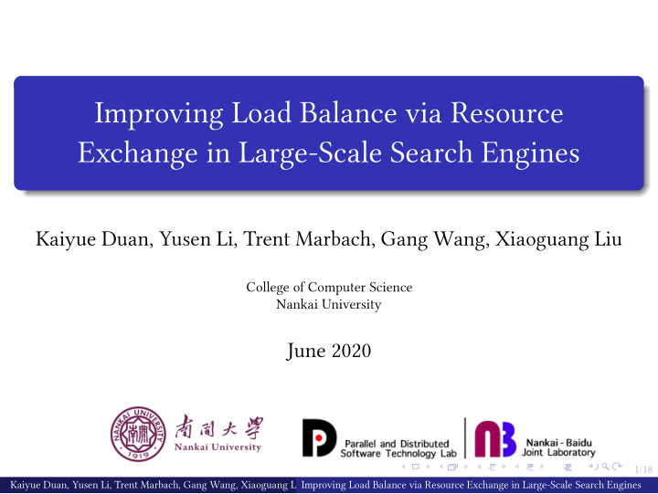 improving load balance via resource exchange in large