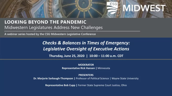 checks balances in times of emergency legislative