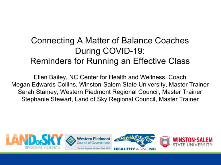 connecting a matter of balance coaches during covid 19