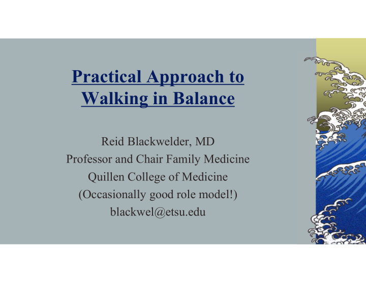 practical approach to walking in balance