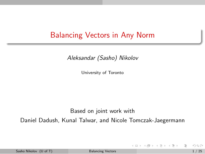 balancing vectors in any norm