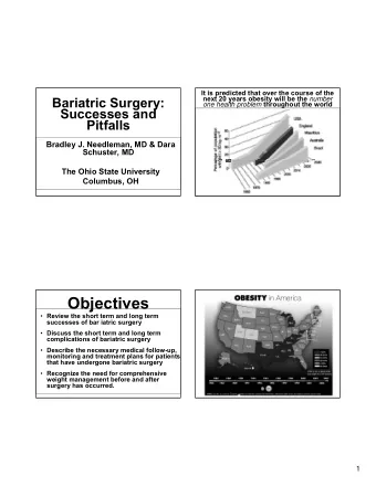 Objectives  Review the short term and long term  successes of bar iatric surgery  Discuss the