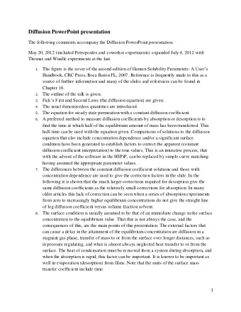 Diffusion PowerPoint presentation  The following comments accompany the Diffusion PowerPoint