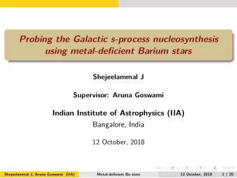 Probing the Galactic s-process nucleosynthesis  using metal-deficient Barium stars  Shejeelammal J