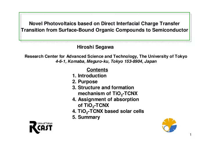 novel photovoltaics based on direct interfacial charge