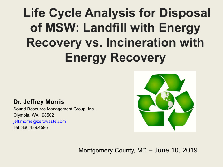 life cycle analysis for disposal of msw landfill with