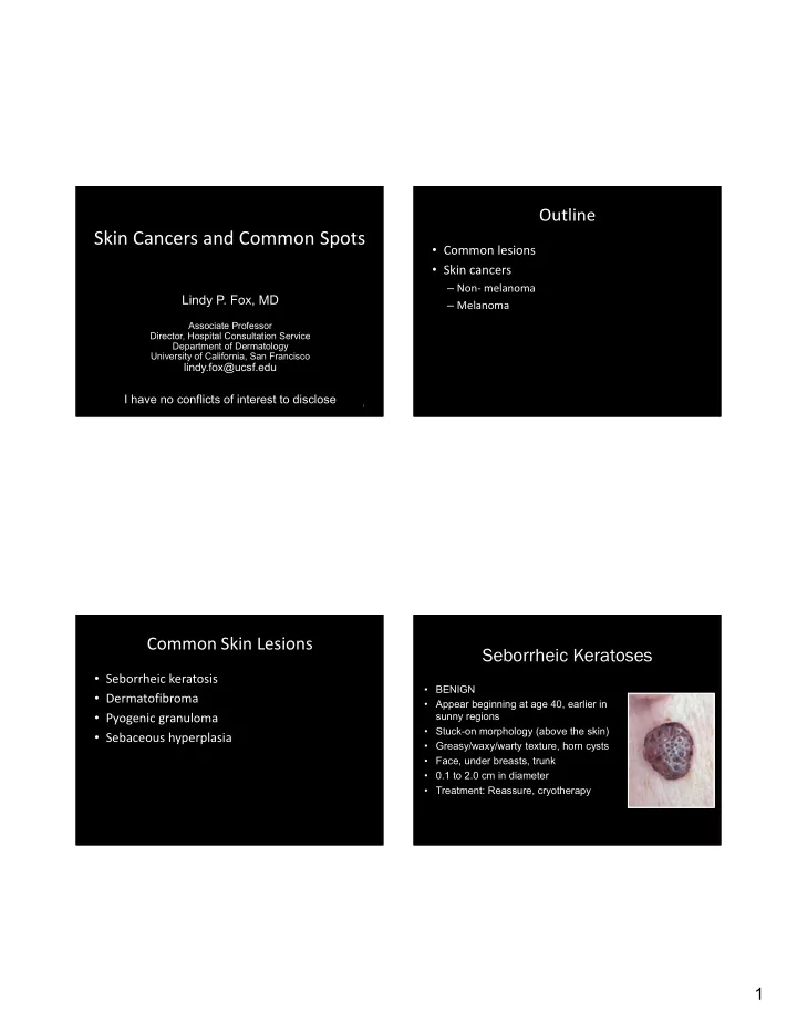 skin cancers and common spots