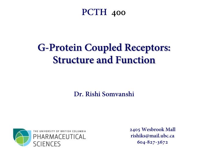 g protein coupled receptors structure and function
