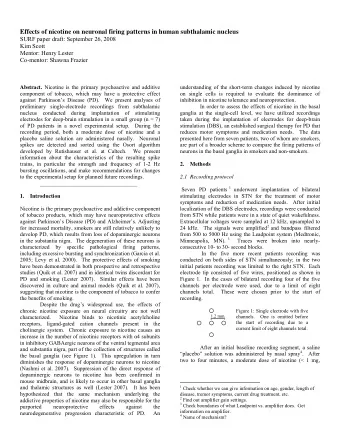 Effects of nicotine on neuronal firing patterns in human subthalamic nucleus  SURF paper draft: