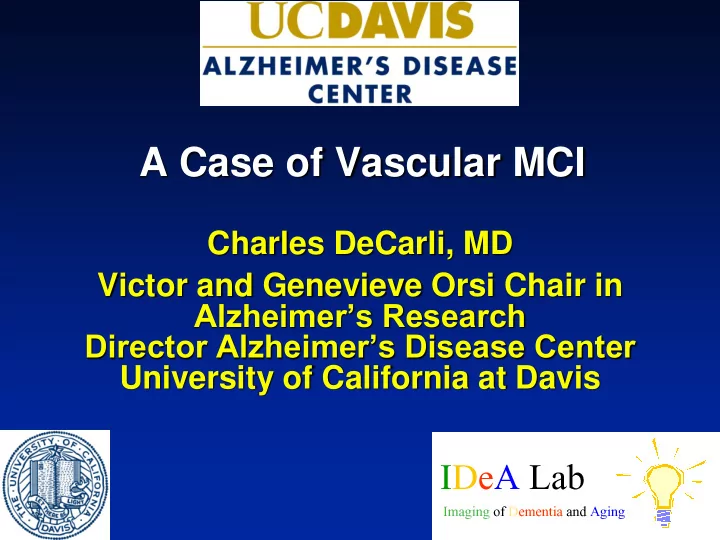 a case of vascular mci