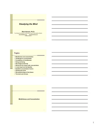 Steadying the Mind Rick Hanson, Ph.D.  The Wellspring Institute for Neuroscience and Contemplative