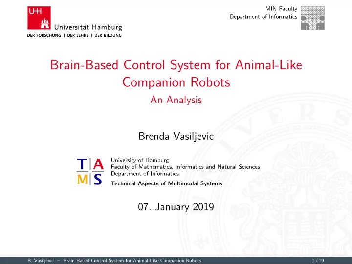 brain based control system for animal like companion