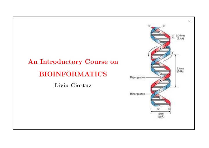 an introductory course on bioinformatics
