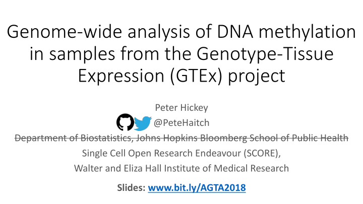 genome wide analysis of dna methylation in samples from