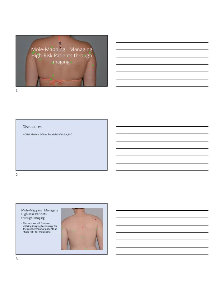 mole mapping managing high risk patients through imaging