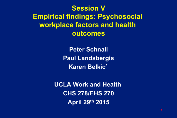 session v empirical findings psychosocial workplace
