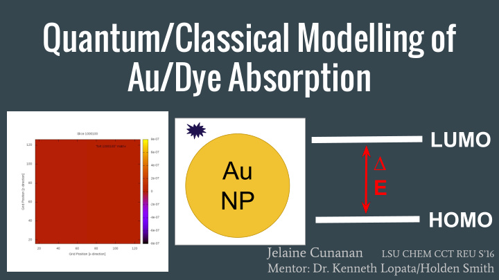 quantum classical modelling of au dye absorption