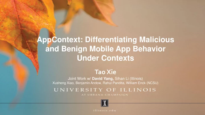 appcontext differentiating malicious