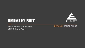EMBA  EMBASSY REIT  SSY REIT  BUILDING RELATIONSHIPS  ENRICHING LIVES  Disclaimer By attending the