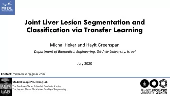 Joint Liver Lesion Segmentation and  Classification via Transfer Learning  Michal Heker and Hayit