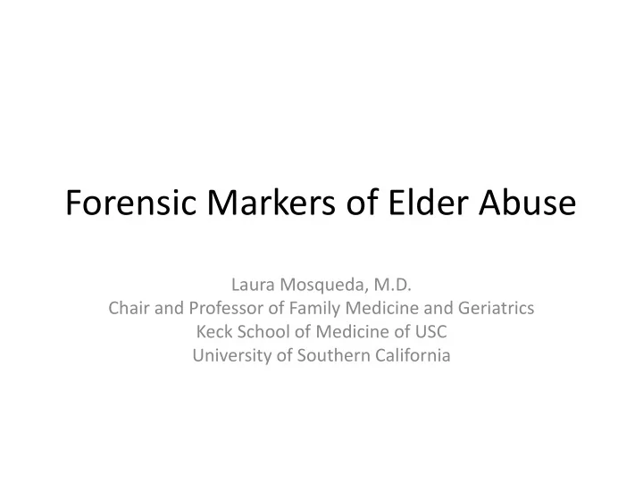 forensic markers of elder abuse