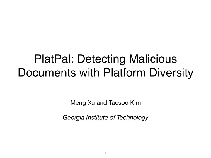 platpal detecting malicious documents with platform