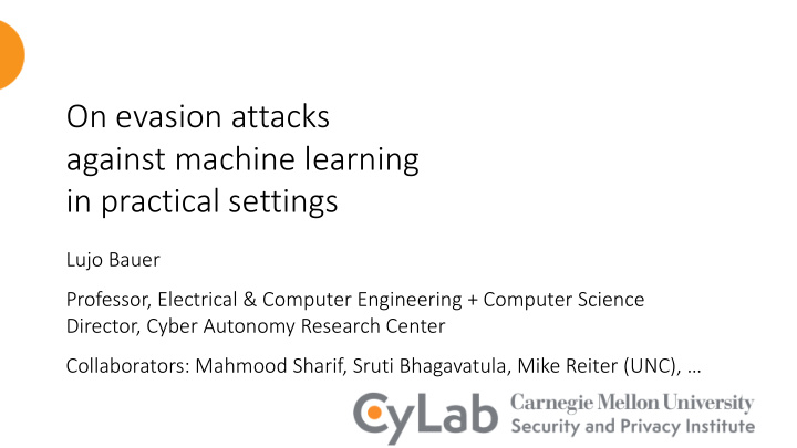 on evasion attacks against machine learning in practical