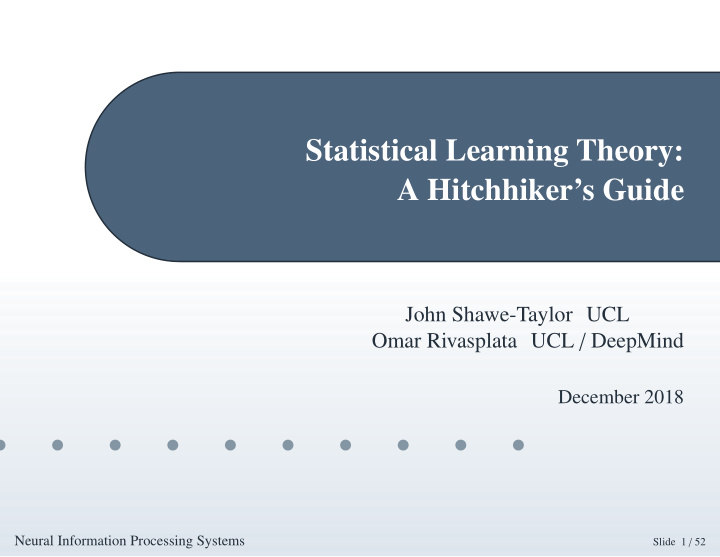 statistical learning theory a hitchhiker s guide