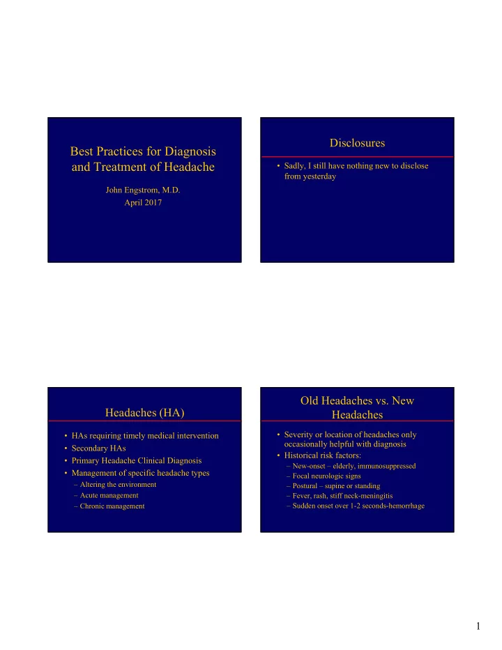 best practices for diagnosis and treatment of headache