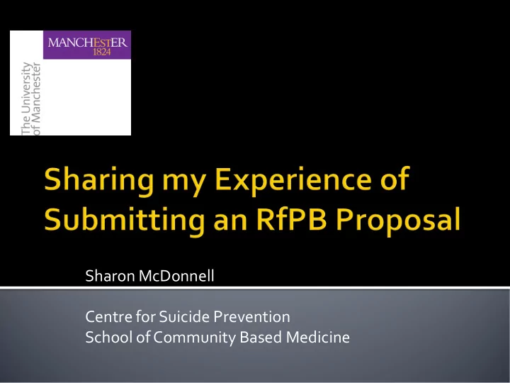 sharon mcdonnell centre for suicide prevention school of
