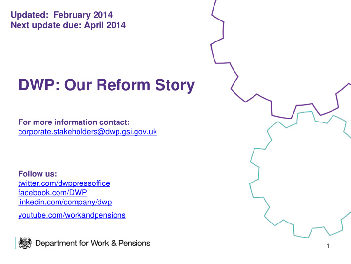 dwp our reform story