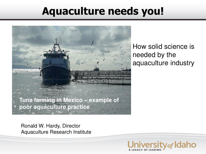 aquaculture needs you