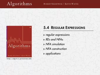 Algorithms R OBERT S EDGEWICK | K EVIN W AYNE 5.4 R EGULAR E XPRESSIONS  regular expressions